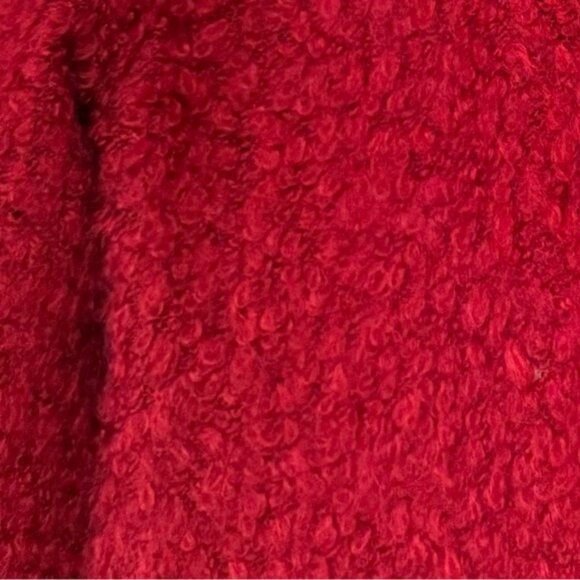 Reformation Red Teddy Sherpa Lightweight Coat Jacket Midi Soft Cozy Straight XS - Picture 10 of 14